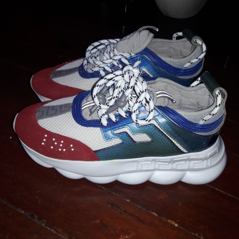 Versace Men's Red and Blue Sneakers